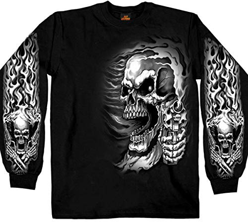 Hot Leathers mens Motorcycle GMD2076 Men s Assassin Black Long Sleeve Shirt, Black, X-Large US