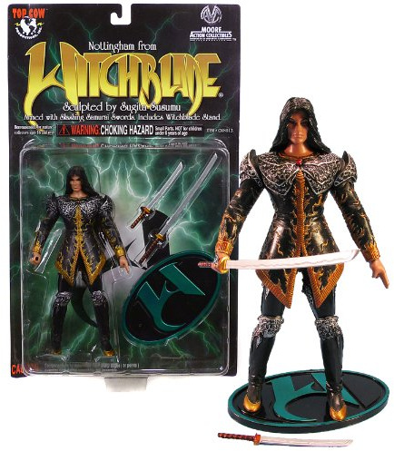 Witchblade Top Cow Year 1998 Moore Action Collectibles Series 6 Inch Tall Action Figure - IAN Nottingham with 2 Slashing Samurai Katana Swords and Display Stand