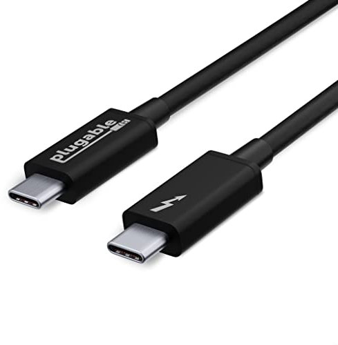 Plugable Thunderbolt 3 Cable 20Gbps Supports 100W (20V, 5A) Charging, 6.6ft / 2m USB C Compatible [Thunderbolt 3 Certified] - Driverless