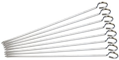 Rosenstein & Söhne Spiedi per barbecue - Spiedini shish kebab metallo: Spiedini per grigliate di shish kebab in acciaio inossidabile in un economico set di 8, 31 cm ciascuno (acciaio inossidabile)
