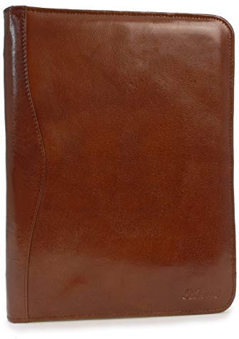 Ashwood - Cartella Portadocumenti da Viaggio in Pelle - Cartellina con Cerniera - Carpetta Porta Tablet e Documenti - A4 Folder - Castagna Marrone