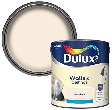 Dulux Matt Emulsion Paint For Walls And Ceilings - Ivory Lace 2.5 Litres