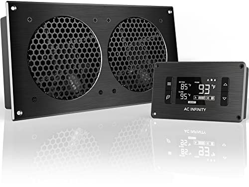 AC Infinity AIRPLATE T7, Quiet Cooling Fan System 30cm with Thermostat Control, for Home Theater AV Cabinets, 12-Inch