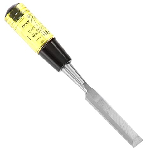 Buck Brothers 120105BC 3/4 Wood Chisel Made in USA, For Paring and Finishing Cuts in Carpentry and Woodworking, Tempered Tool Steel Blade, Mallet-Safe Handle