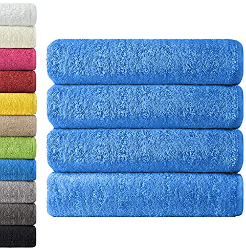 NatureMark 4er Pack Duschtücher, Größe 70x140cm, Royal Blau, 100% Baumwolle