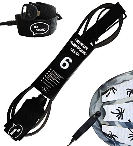 Ho Stevie! Premium Surf Leash - No Tangles, No Lost Surfboard - Hi-Strength Lightweight 1/4 Cord - Feels Like Surfing Leashless - 6/7/8/9 Feet