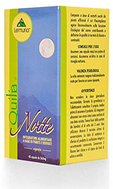 Lemuria - Quilia Notte - Integratore per Rilassamento, Sonno e Benessere Mentale - Con Passiflora, Biancospino, Escolzia e Melissa - 40 Capsule - Made in Italy