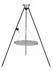 Dreibeingrill Höhe 192cm mit Kurbel und Stahlrost Durchmesser 70cm