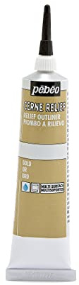 Pebeo 773037 37 ml Vitrail Stained Glass Effect Cerne Relief Tube with Nozzle, Gold
