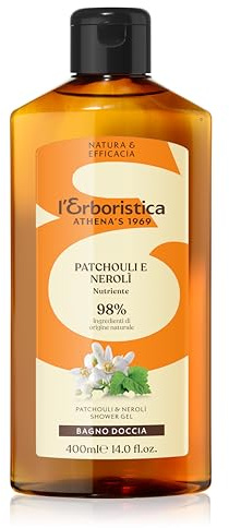 L'Erboristica Athena's – Duschbad mit Patschuli und Nerolì – duftender, belebender und weichmachender Duschschaum – 400 ml