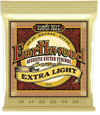 Ernie Ball, Earthwood Extra Light 80/20 Bronze, Corde per chitarra acustica, diametro 10-50