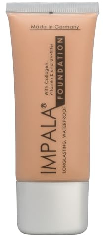IMPALA | Base de Maquillaje Long-Lasting Color 04 | Base de Maquillaje Cobertura Total | Maquillaje Resistente al Agua | Colágeno y Vitamina E | Maquillaje con Protección Solar | Filtro de Luz UV