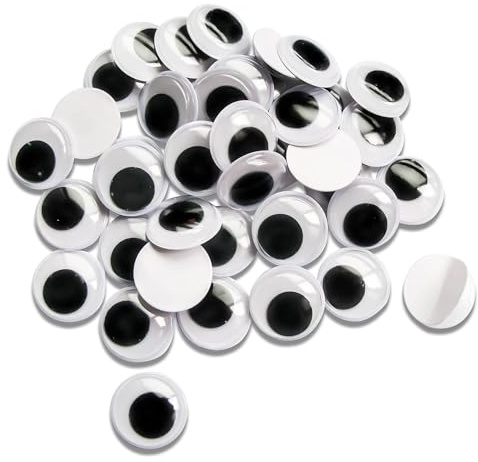 TOAOB 100pcs Large Wiggle Googly Eyes with Self Adhesive Round Black White Sticky Wobbly Eyes Plastic Craft Eyes 25mm for DIY Scrapbooking Crafts