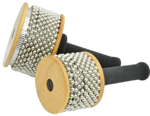 Z9V23 - MUSICAL INSTRUMENT WOODEN AFUCHE CABASA 190 x 110MM WITH CHROMED BEADS PERCUSSION