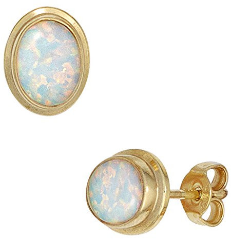 Jobo Damen-Ohrstecker aus 8 Karat 333 Gold mit synthetischen Opalen Oval