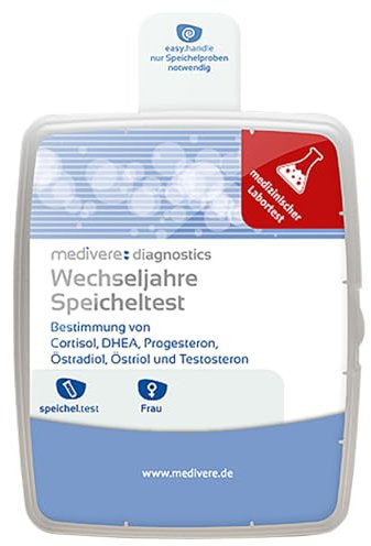 Prueba de saliva menopausia medivere - Prueba de menopausia para el hogar - prueba de hormona saliva para cortisol, DHEA, estradiol, estriol, progesterona y testosterona