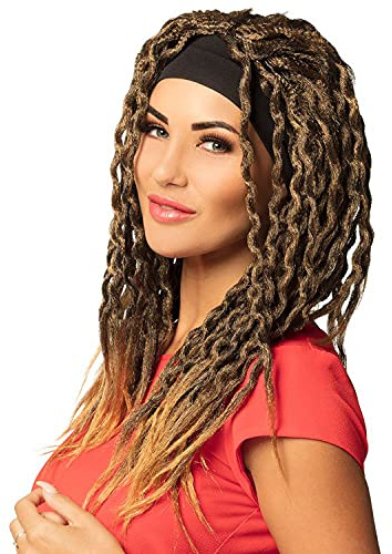 Boland 86376 - Perücke Emily mit Haarband, Dunkelbraun, Rastalocken, Dreadlocks, Rastafari, Jamaika, Kunsthaar, Frisur, Accessoire, Mottoparty, Karneval