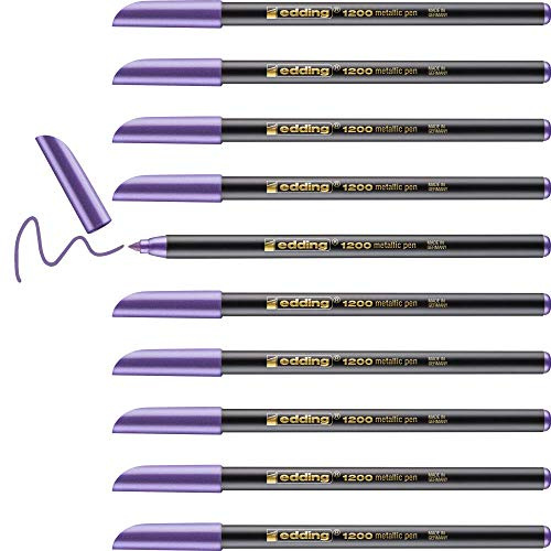 Edding 1200-078 - Caja con 10 Rotuladores 1200 con Punta de Fibra - 1mm - Violeta Metalico