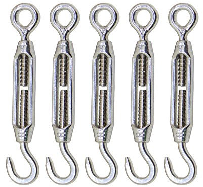 Wire Rope Cable M4 Stainless Steel 304 Hook & Eye Turnbuckle Wire Rope Tension Pack Of 5