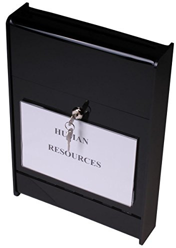 Wall Mounted Drop Box with 8-1/2 x 5-1/2-Inch Nameplate, Locking, Drop Slot Fits 8.5x11 Documents - Black Acrylic