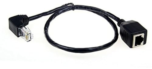 Cablecc Down Angled 90 Degree 8P8C FTP STP UTP Cat 5e Male to Female Lan Ethernet Network Extension Cable 50cm