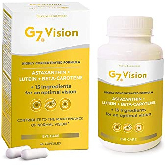 G7 Visión. Suplemento Natural Para Ojos a base de Luteína, Plantas, Vitaminas, Minerales, Aminoácidos, Zinc, Selenio y Cobre. Protege y Mejora Salud Ocular. Para Vista Cansada. 60 Cápsulas.