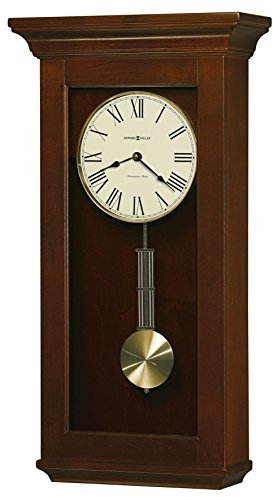 Howard Miller Continental Wall Clock – Westminster Chime, Brass Pendulum, Roman Numerals, Automatic Night Shutoff, Wood Finish