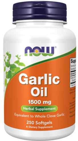 Now Foods, Garlic Oil (Olio di Aglio), 1.500 mg, 250 Capsule molli, Testato in Laboratorio, Vegetale, Senza Glutine, Non-GMO