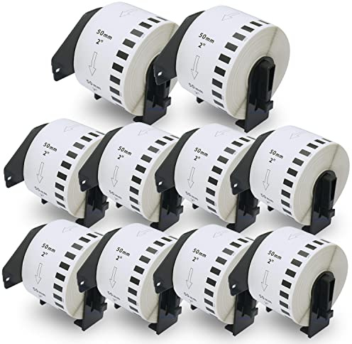 BETCKEY - 10 Rollos de DK-22223 Cinta Continua de Papel Térmico Compatible con Brother, 50mm x 30.48m, 10 continuous Etiquetas para Impresoras de Etiquetas QL