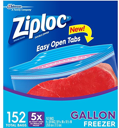 Ziploc Double Zipper Freezer Gallon Bags - Total: 152 Bags (4 X 38 ct.)