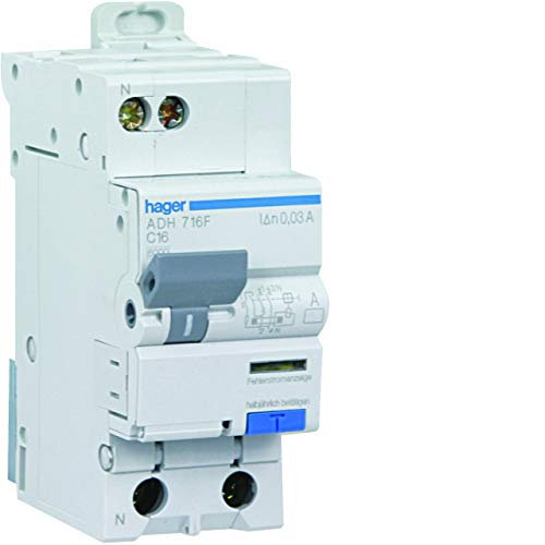 disjoncteur différentiel 16a 3ka 30ma type a/hi bi-polaire hager vis-vis