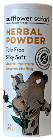 Herbal Baby Powder - All-Natural,Talc-Free Organic Arrowroot, Hypoallergenic, Vegan Made in USA by Safflower Safari