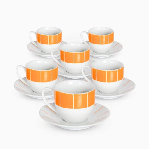 Albalù Set Tazzine Caffè con Piattino in Porcellana – 6 Tazzine Colorate Lavabili in Lavastoviglie, Tazzine Caffè Particolari per Casa o Regalo