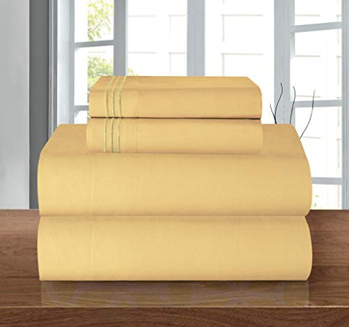 Elegant Comfort Luxury Soft 1500 Premier Egyptian 4-Piece Premium Hotel Quality Wrinkle Resistant Coziest Bedding Set, All Around Elastic Fitted Sheet, Deep Pocket up to 16inch, Cal King, Gold