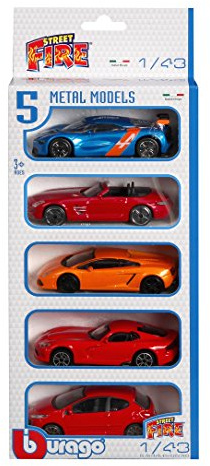 Bburago Maisto France BBburago - Street Fire - Pack de 5 Véhicules Miniatures à l'échelle 1:43 - en Métal Rosbuste - Jouet pour Enfant - à Collectionner à partir de 3 Ans 30007