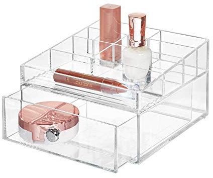 iDesign Clarity Stapelbarer Organizer mit 3 Schubladen für Lesebrillen, Brillen, Sonnenbrillen - Durchsichtig, 1 Stück