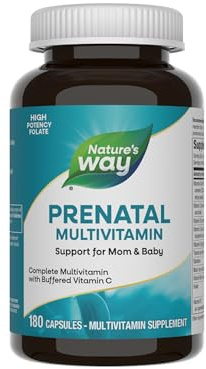 Nature's Way Prenatal Multivitamin, with Folate for Healthy Brain and Spinal Development*, Buffered Vitamin C, B-Vitamins, 180 Capsules (Packaging May Vary)