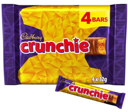 Cadbury Crunchie, Honeycomb Centre Covered in Milk Chocolate, Multipack of 4 x 32 g Bar (Pack of 1)