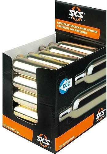 SKS GERMANY CO2 Kartusche 16g ohne Gewinde 25er-Set (Luftkartusche, Fahrradzubehör zum schnellen Aufpumpen von Reifen, ideal für MTB-, Rennrad- oder Trekkingreifen)