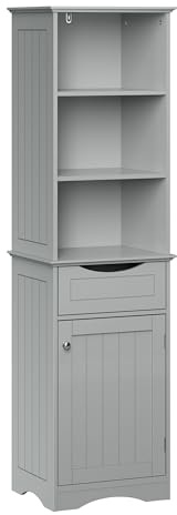 RiverRidge, Gray Ashland Bathroom Freestanding Storage Cabinet with Three Open Shelves and Drawer, Size
