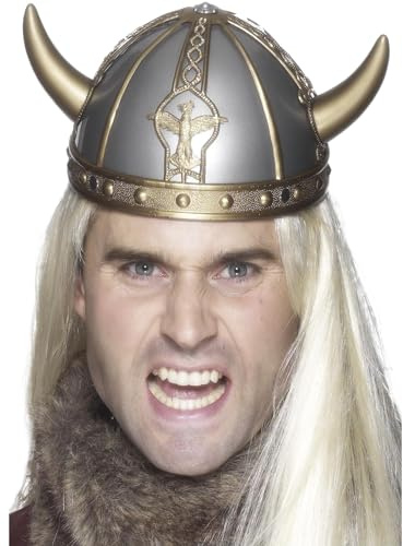 Smiffys Viking PVC Helmet with Horns, Silver, Standard