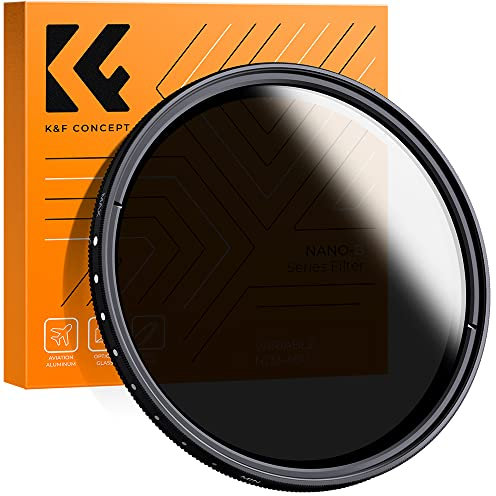 K&F Concept 52mm Slim Variable ND Neutral Density Filter Adjustable Fader ND2 ND4 ND8 ND16 ND32 to ND400 + Lens Cleaning Cloth for DSLR Camera Lens (B-Series)