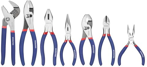 7-piece WORKPRO Pliers Set with Groove Joint, Long Nose, Slip Joint, Linesman, and Diagonal Pliers for DIY & Home Use