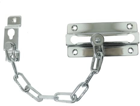 UAP Door Chain - Sliding Door Chain for Front Door, Security Door Lock Safety Chain, Anti Theft Door Latch for UPVC Door, Door Limiter (Polished Chrome)