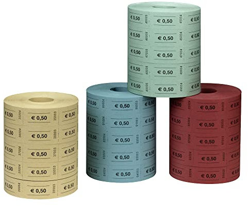 Herlitz 10733350 Lot de 5 rouleaux de 1000 tickets-valeur 0,5 (Différents coloris) (Import Allemagne)