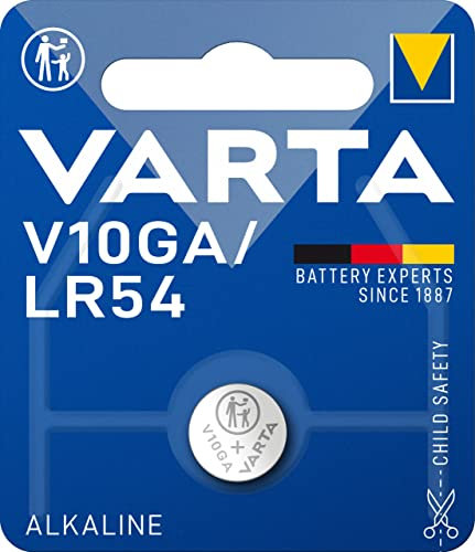 VARTA Batterien V10GA/LR54 Knopfzelle, 1 Stück, Alkaline Special, 1,5V, kindersichere Verpackung, für Spielsachen, Taschenrechner, Messgeräte