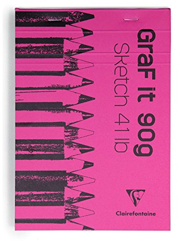 Clairefontaine 96621C Blocco Punto Metallico GraF'it - 80 Fogli Carta da Disegno per Schizzi Uni - Fogli staccabili - A5 14,8x21 cm 90g - Copertina colori casuali