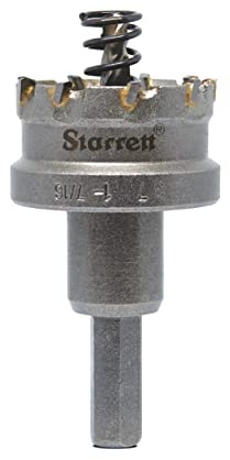 Starrett Tungsten Carbide Tipped Hole Saw - SM37 Sheet Metal Cutter With Arbor & Pilot Drill Bit - For Drilling Stainless Steel Aluminum Alloy - 37 mm