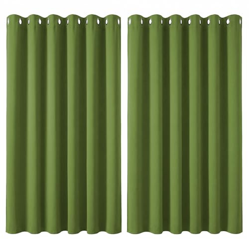 Deconovo Super Soft Solid Thermal Insulated Blackout Curtains, 90 Width x72 Drop, 1 Pair, Green