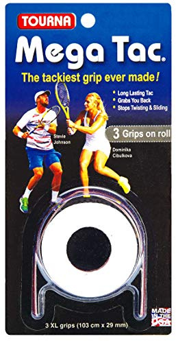 Unique Overgrip Mega TAC 3er - Mango de Raqueta de Tenis, Color Blanco, Talla Standard